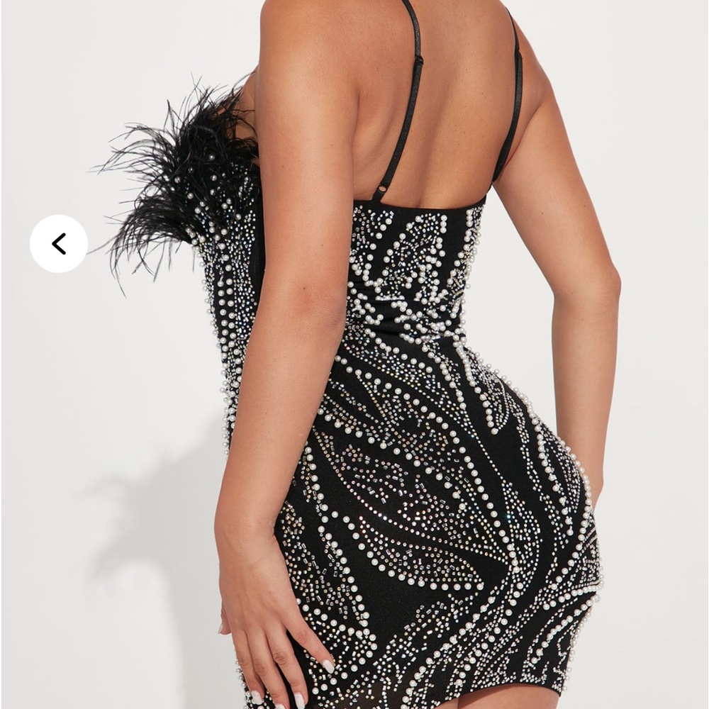 Fashion Nova Black Embellished Pearl Dress - Picture 6 of 6